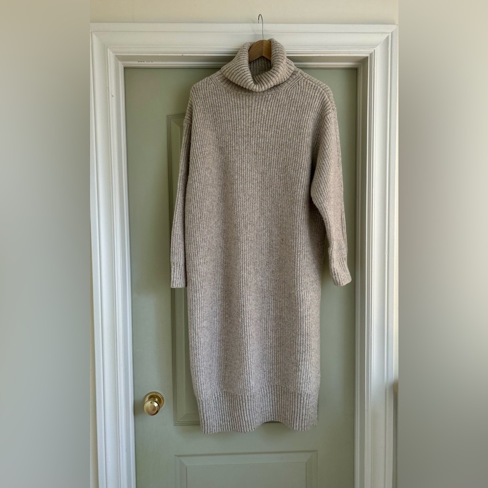 H&M Beige Turtleneck Sweater Dress
